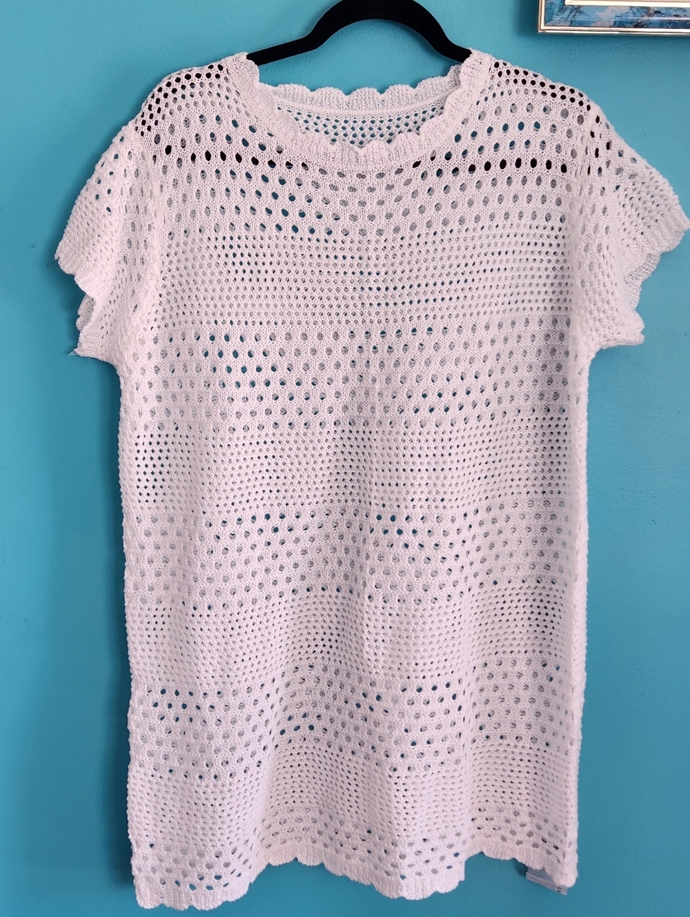 NWT BUAUTY WOMENS WHITE CROCHET SWIMSUIT COVERUP SIZE M